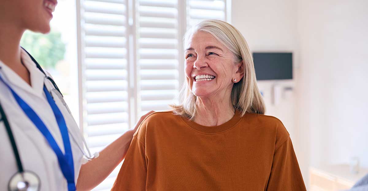 emale nurse meeting with a senior woman patient